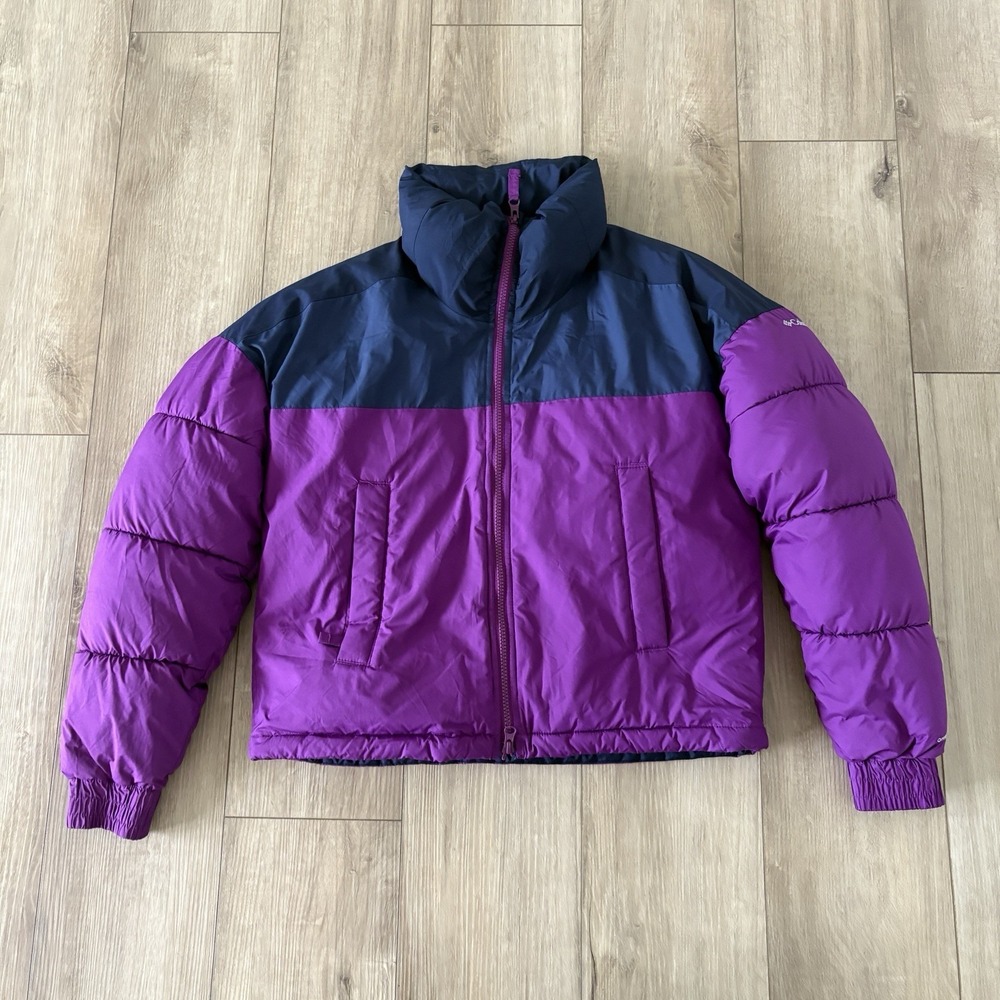 Womens Columbia Cropped Insulated Puffer Coat Jacket Small Blue Purple